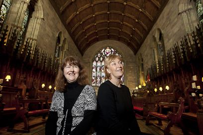 Pictured is Carys Wynne Williams and Ann Atkinson at St Asaph Cathedral.