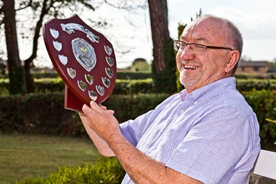 Top Smiler award in Pendine Park Care Homes awards, Dave Lewis with Tracey Evans of Smartcare