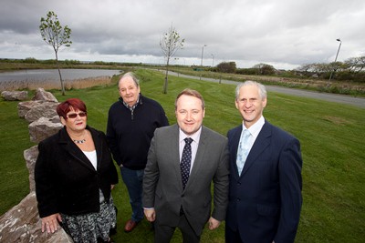 CARTREFI CONWY SITE AT NORTH WALES BUSINESS PARK, ABERGELE. Pictured is (centre) AM Darren Millar  with (from left) Pam Lonie, chair of Cartrefi Conwy, Len Wilcocks of Worldspan Group (Business Park Management/Owner) and Andrew Bowden Chief Executive of Cartrefi Conwy.
