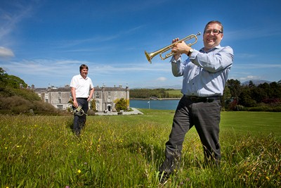 Summer Night Jazz at Plas Newydd on Anglesey . Pictured is  Gwyn Evans and Ken grayson from Peninsula Windows.