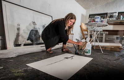 Artist Lisa Carter from Llanefydd for Helfa Gelf art trail.