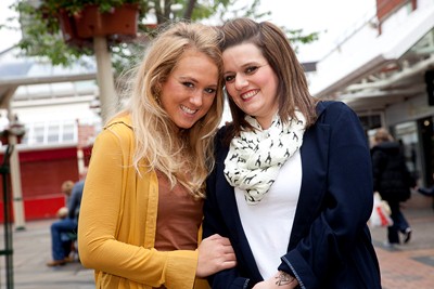 Pyramids shopping centre. Pictured is charity runner Kelly Owens and Claire ??