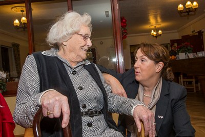 Sarah Rochira, the older people's commissioner for Wales visited Rhos Care Home in Bodorgan and met Mary Augusta Edwards