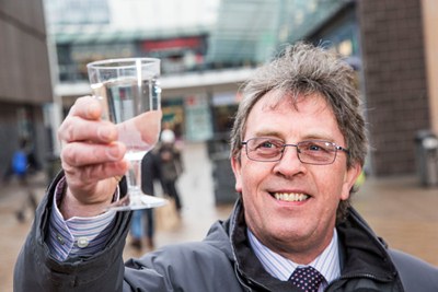 Kevin Critchley, Eagles Meadow, Wrexham saves water.