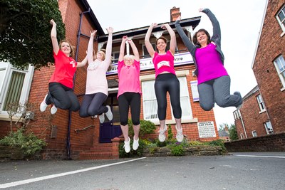 Members of staff at MD Coxeys in Grosvenor Road, Wrexham, from left,  Helen Mort, Rhian Williams, Susan Barkley, Ellen Plack and Jenette Jones - who are taking part in the Wrexham Race for Life in Alyn Waters Country Park on Sunday, June 2.