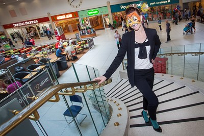 Stretford Mall filming of popular Sky One series Mount Pleasant at Stretford Mall,  Actress Ainsley Howard.