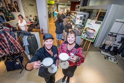 Ruth Hart, right and Jo Gale at the cafe in M&S at the Darwin Centre, Shrewsbury prepare for the MacMillan 'World's Biggest Coffe Morning'