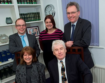 Wrexham Business Professionals memebrs. Front Gill Atkinson, Coxeys with Simon Griffiths from Guy Walmsley Ltd and back from left, Peter Blakemore of GHP Legal, Nicola Mathews of Coxeys and Ralph Robson of TA Gittins and Co