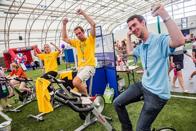 Cartrefi Conwy Fun Day. Sponsored cyclists Keira Vogel, Owen Veldhuizen and Adam Parkhouse.