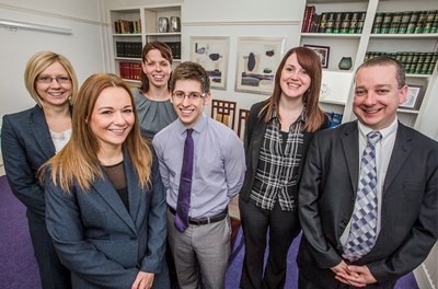 New member of staff at Coxeys, Wrexham Joanne Evans with, from left, Amy Bell, Joanne, Ellen Plack, Gruff Hughes, Rhiann Williams and Anthony Lewis