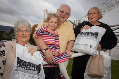 Hamper Llangollen 2013 Pictured is Sofie Weir aged 3 with (L/R) Great Grandma Margaret Bromley and Grandparents David and Carol Weir .