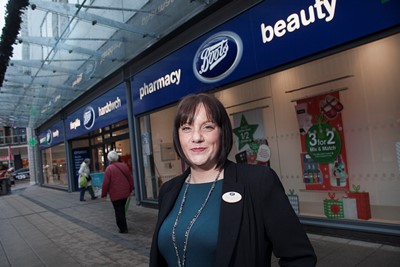 EAGLES MEADOW BOOTS NEW MANAGER. Pictured is Jo Stringfellow who is the newly appointed Manager at Boots.
