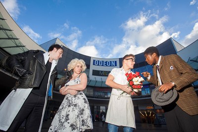 EAGLES MEADOW WREXHAM, Glyndwr University students . Pictured (LEFT/RIGHT) Jason Whitehurst as orin, Elyse Hansbury as Audrey, Adam Russell as Seymour and Dan James as Mr Muchnik.