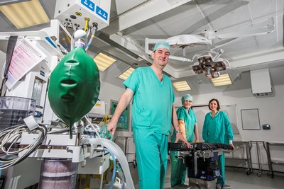 Dr Neil Agnew with Eirlys Uttley and Diane Hall at the newly equipped Oprrating Theatre at Spire Yale Hospital in Wrexham.