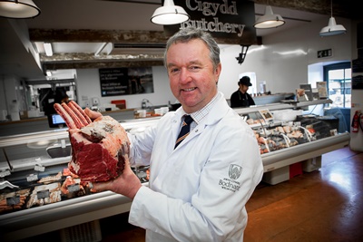 BODNANT WELSH FOODS . Pictured is Butcher Tony Gibbson .