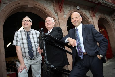 Denbigh Town Hall. First day of Job Fair. Pictured:  Mark Young, Organiser.  MP Chris Tuane and Mario Kreft, Sponsor.