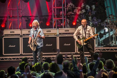 Status Quo on stage for the final concert at Llangollen International Musical Eisteddfod.
