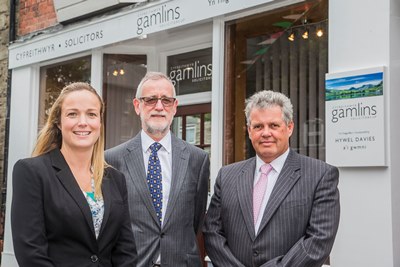 The merger of Bala legal practice Hywel Davies & Co with Gamlins LLB. From left, Gwennan Jones, HywelDavies and Mark Salisbury.