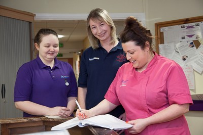 Pendine Park and Princes? Trust. Pictured (centre)  is Philippa Davies from Princes? Trust with Sarah Price  and Chloe Roberts  from Pendine Park