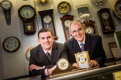 Brian Hughes is retiring as manager of F Hinds in Pride Hill, Shrewsbury and will be replaced by his son, Carl.